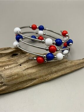 Patriotic Bead Multi-Wrap Bracelet - Red, White & Blue